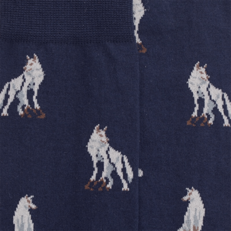 Chaussettes Doré Doré, chaussettes motif loups homme en coton bleu matelot