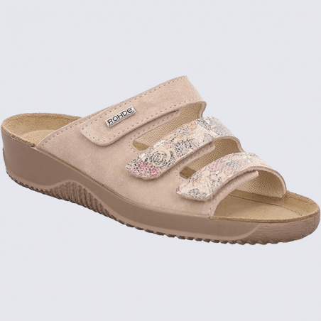 Mules Rohde, mules à bride velcro femme sahara