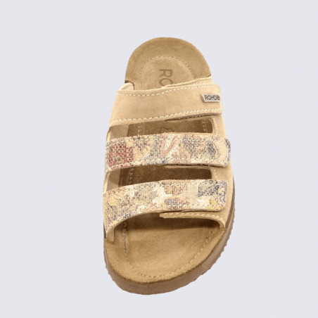 Mules Rohde, mules à bride velcro femme sahara