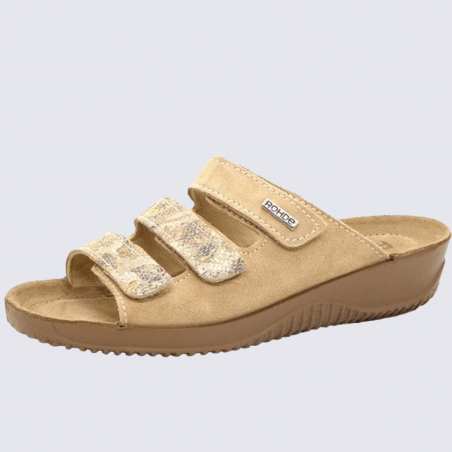 Mules Rohde, mules à bride velcro femme sahara