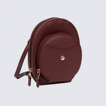 Pochette Hexagona, Pochette à bandoulière tendance femme en cuir prune