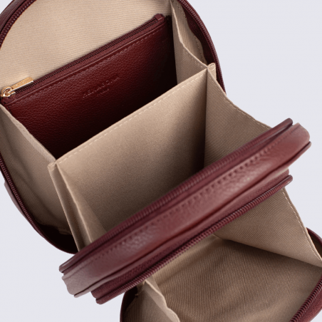 Pochette Hexagona, Pochette à bandoulière tendance femme en cuir prune