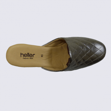 Mules Heller, mules confortables pour femme en cuir matelassé plomb