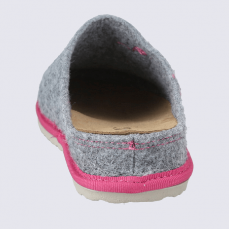 Mules ara, mules confort motif cœur femme en textile gris rose