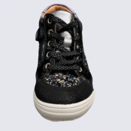 Baskets Bellamy, baskets à lacets fille motif grain en textile noir