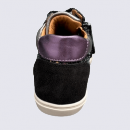 Baskets Bellamy, baskets à lacets fille motif grain en textile noir