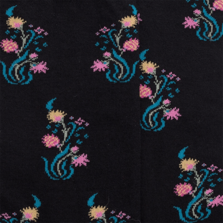 Chaussettes Doré Doré, chaussettes confort motif fleur femme en coton noir