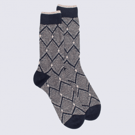 Chaussettes Doré Doré, chaussettes confort motif géométrique élégant unisexe en coton marine