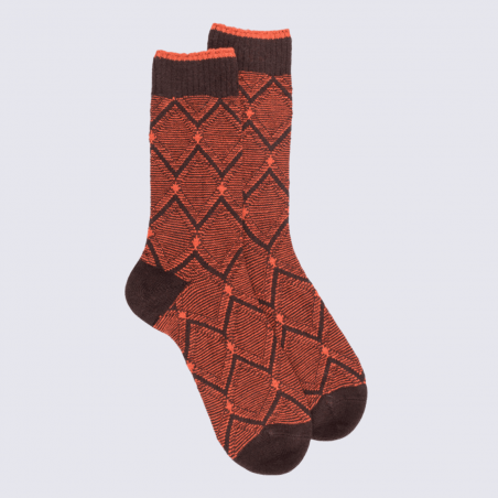 Chaussettes Doré Doré, chaussettes confort motif géométrique élégant unisexe en coton chocolat