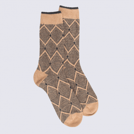 Chaussettes Doré Doré, chaussettes confort motif géométrique élégant homme en coton desert