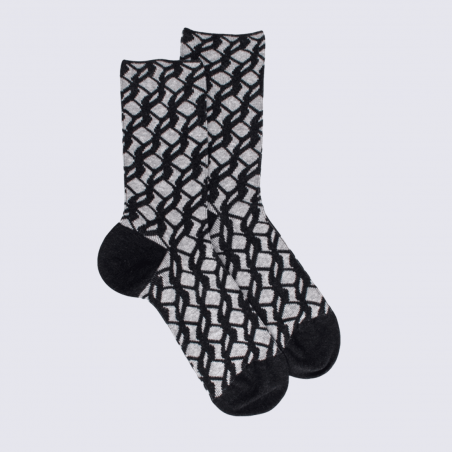 Chaussettes Doré Doré, chaussettes confort motif entrelacé élégant femme en coton anthracite